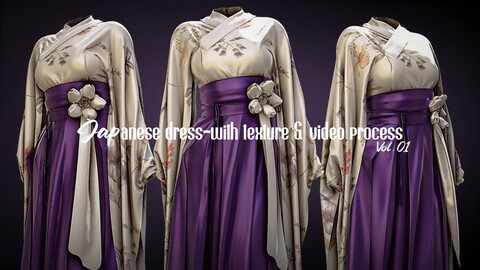 Japanese dress-vol-01|with texture +video Process\ high poly