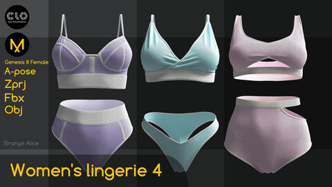 Women's lingerie 4. Clo3d, Marvelous Designer projects.