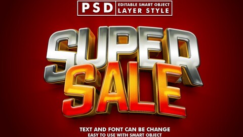 Super Sale PSD fully editable text effect. Layer style PSD mockup template