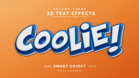 3D CooliePSD fully editable text effect. Layer style PSD mockup template.