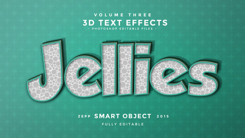 3D Jellies PSD fully editable text effect. Layer style PSD mockup template.