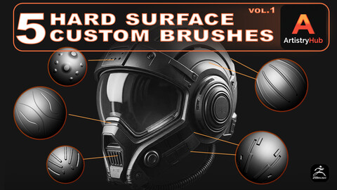 5 Scifi Hard Surface Custom Brushes for Zbrush (COUPON Applied)