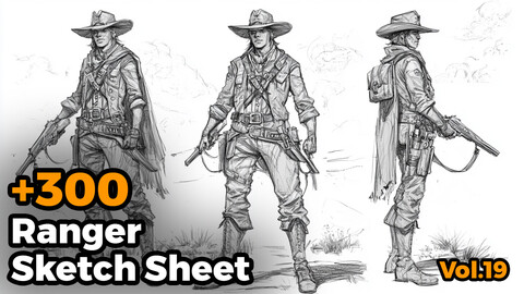 +300 Ranger Sketch Sheet Reference Images(4k)