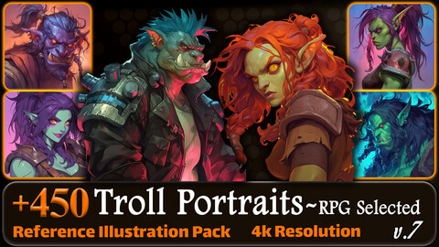 450 Troll Portraits - RPG Selected Reference Pack | 4K | v.7