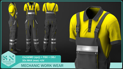 MECHANIC WORK WEAR (CLO3D, MD PROJECTS (zprj)+OBJ+FBX+UV+3DsMAX (max))