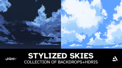 Stylized Skies - Collection of handdrawn skies and clouds