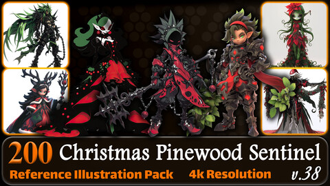 200 Anime Christmas Pinewood Sentinel (Full Body) Reference Pack | 4K | v.38