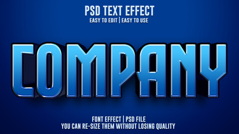 3D Company. PSD fully editable text effect. Layer style PSD mockup template