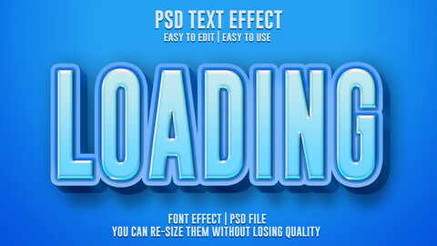 3D Loading. PSD fully editable text effect. Layer style PSD mockup template