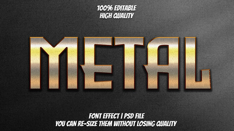 3D Metal. PSD fully editable text effect. Layer style PSD mockup template