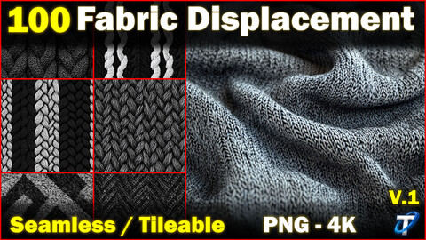 100 Ultra High-Quality Fabric Displacements (Seamless and Tileable) Vol 1