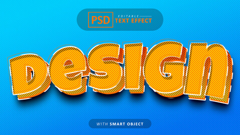 3D Desing. PSD fully editable text effect. Layer style PSD mockup template