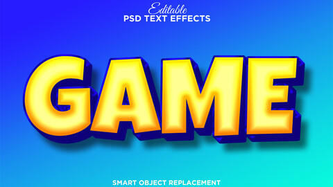 3D Game. PSD fully editable text effect. Layer style PSD mockup template