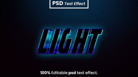 3D Light. PSD fully editable text effect. Layer style PSD mockup template