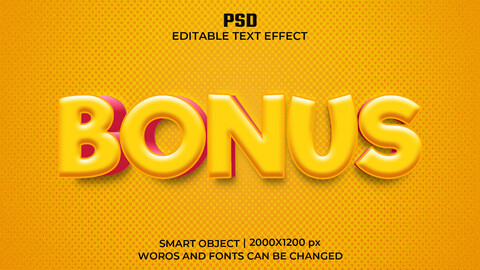 Bonus PSD fully editable text effect. Layer style PSD mockup template