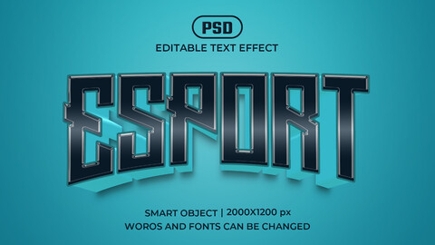 Esport PSD fully editable text effect. Layer style PSD mockup template