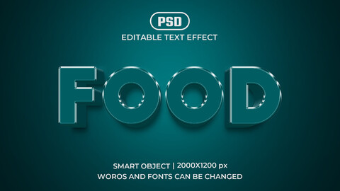 Food PSD fully editable text effect. Layer style PSD mockup template