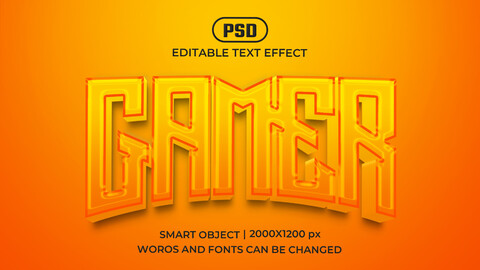 Game PSD fully editable text effect. Layer style PSD mockup template