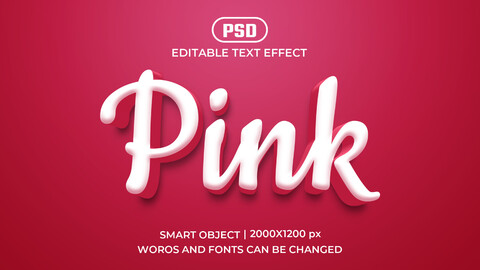 Pink PSD fully editable text effect. Layer style PSD mockup template