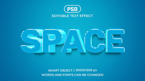 Space PSD fully editable text effect. Layer style PSD mockup template