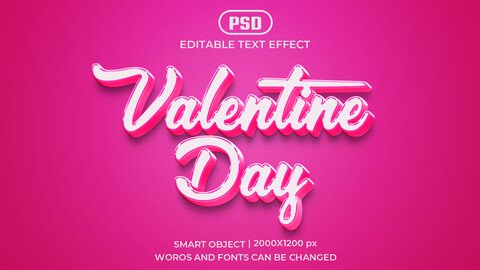 Valentine Day PSD fully editable text effect. Layer style PSD mockup template