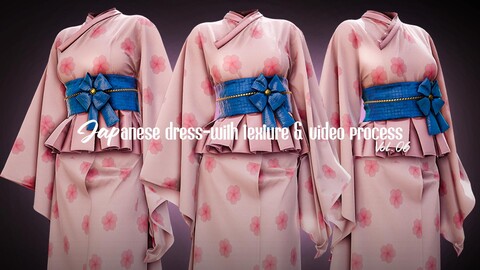 Japanese dress-vol-06|with texture +video Process\ high poly