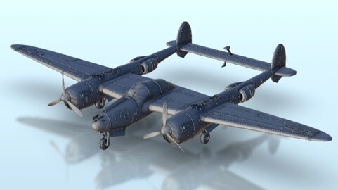 Lockheed P-38 '' Lightning '' | STL for 3D Printing Printer | Hard Surface