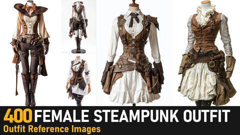 Female Steampunk Outfit|4K Reference Images