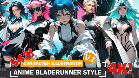 543 Anime Bladerunner Style Diverse Outfit Character Design Reference Art V2 4K