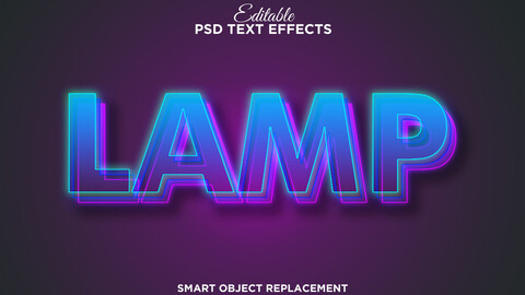 3D Lamp. PSD fully editable text effect. Layer style PSD mockup template