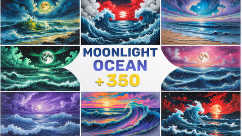 350 Moonlight Ocean Oil Paint Concept | Reference Images