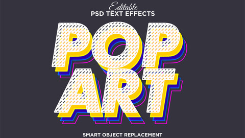 3D Pop Art. PSD fully editable text effect. Layer style PSD mockup template