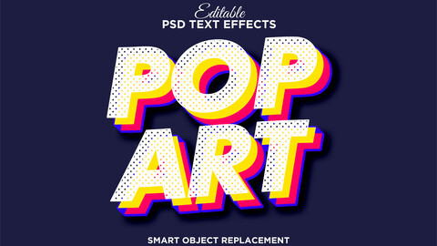 3D Pop Art. PSD fully editable text effect. Layer style PSD mockup template