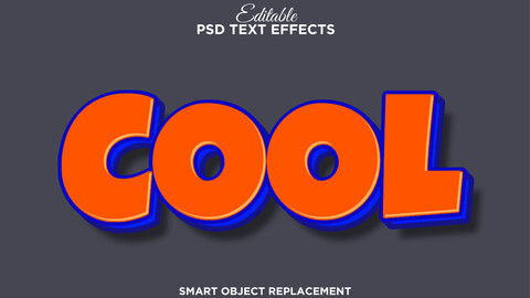 3D Cool. PSD fully editable text effect. Layer style PSD mockup template