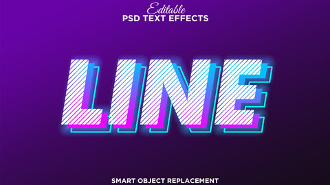 3D Line. PSD fully editable text effect. Layer style PSD mockup template