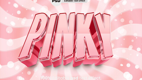 3D Pinky. PSD fully editable text effect. Layer style PSD mockup template