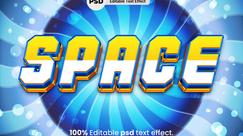 3D Space. PSD fully editable text effect. Layer style PSD mockup template