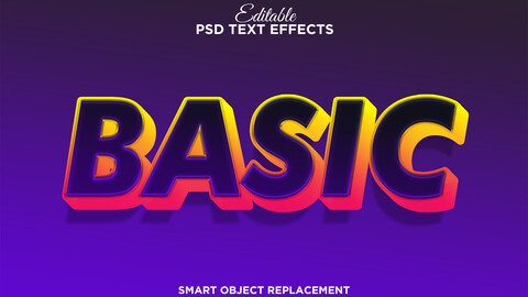 3D Basic. PSD fully editable text effect. Layer style PSD mockup template