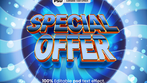 3D Special Offer. PSD fully editable text effect. Layer style PSD mockup template