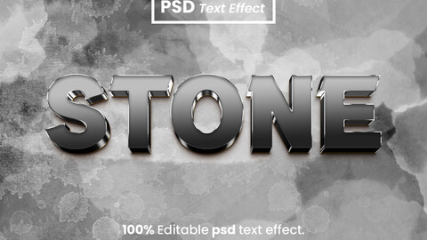 3D Stone. PSD fully editable text effect. Layer style PSD mockup template