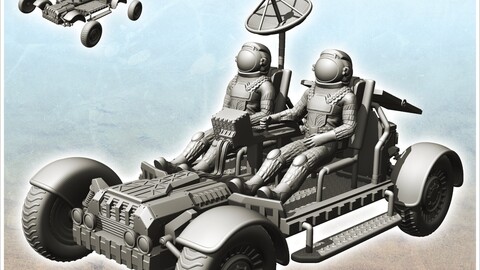 Planetary exploration rover with two astronauts (2) | STL for 3D Printing Printer | Hard Surface