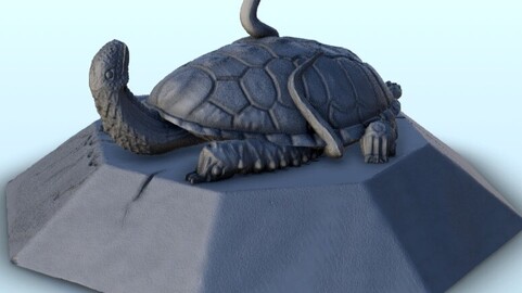 Statue of snake and turtle seated on base 4 | STL for 3D Printing Printer | Hard Surface