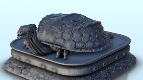 Statue of turtle on carved base 5 | STL for 3D Printing Printer | Hard Surface