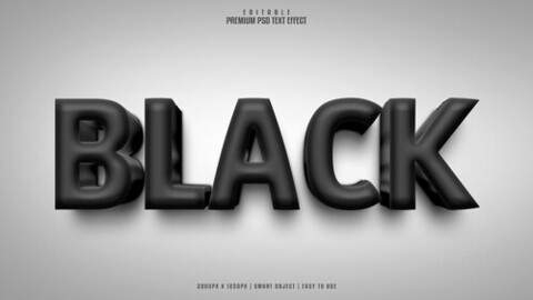 3D Black. PSD fully editable text effect. Layer style PSD mockup template