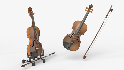 Viola music instrument with Bow and stand