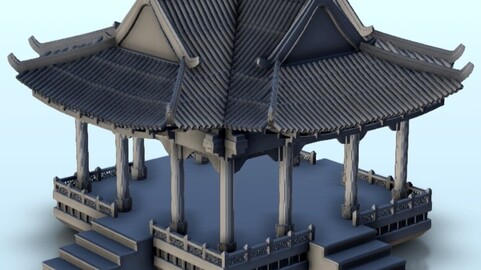 Asian belvedere with columns 5 | STL for 3D Printing Printer | Hard Surface