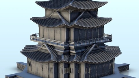 Octagonal two-stories pagoda 17 | STL for 3D Printing Printer | Hard Surface