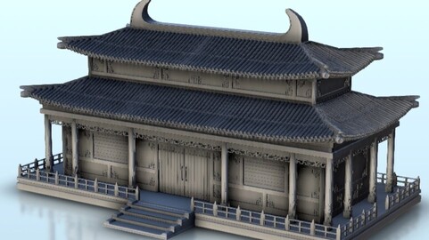 Asian house with two-story roof 19 | STL for 3D Printing Printer | Hard Surface