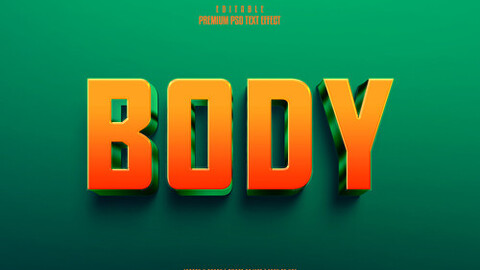 3D Body. PSD fully editable text effect. Layer style PSD mockup template