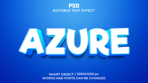 Azure PSD fully editable text effect. Layer style PSD mockup template